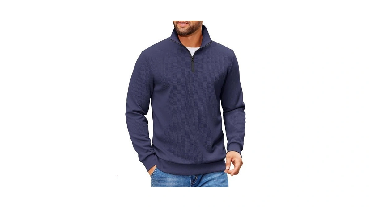 Coofandy Mens Quarter Zip Pullover Sweatshirts Lightweight Sweater Polo