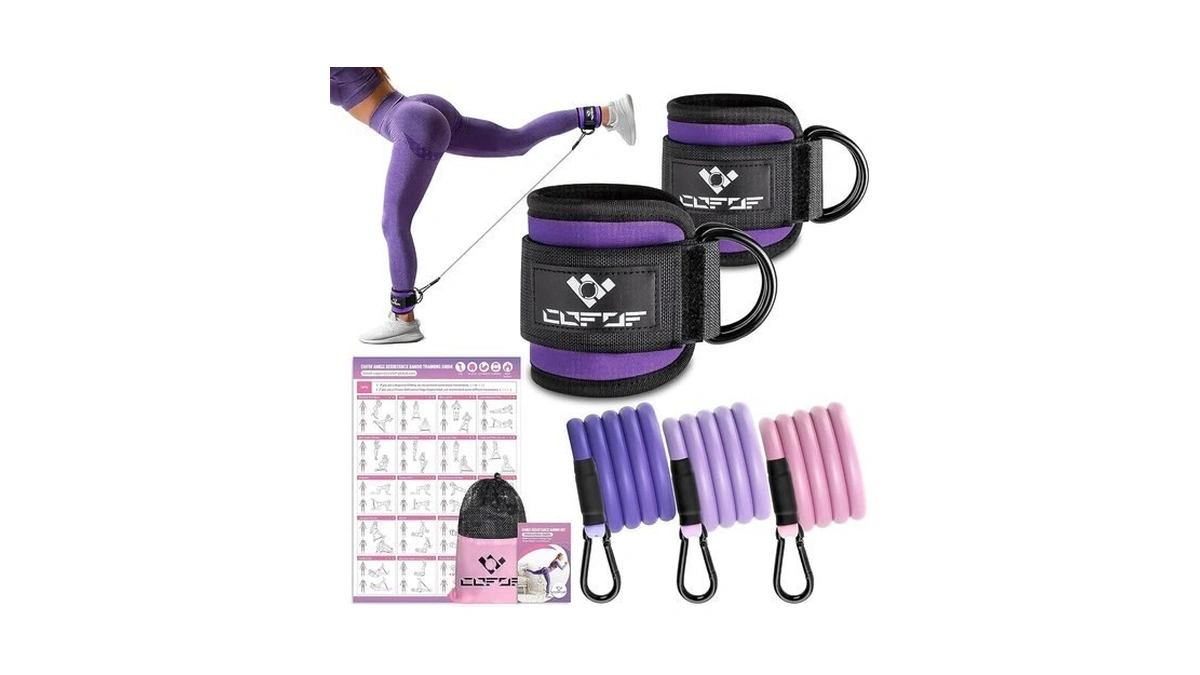 Ankle Resistance Bands With Cuffs, Leg Exercise Equipment With Poster