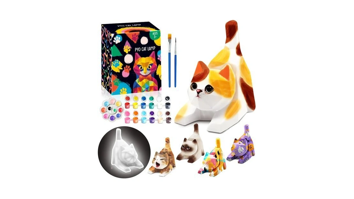 Funzbo 4.3in Paint Your Own Cat Lamp Kit - Arts