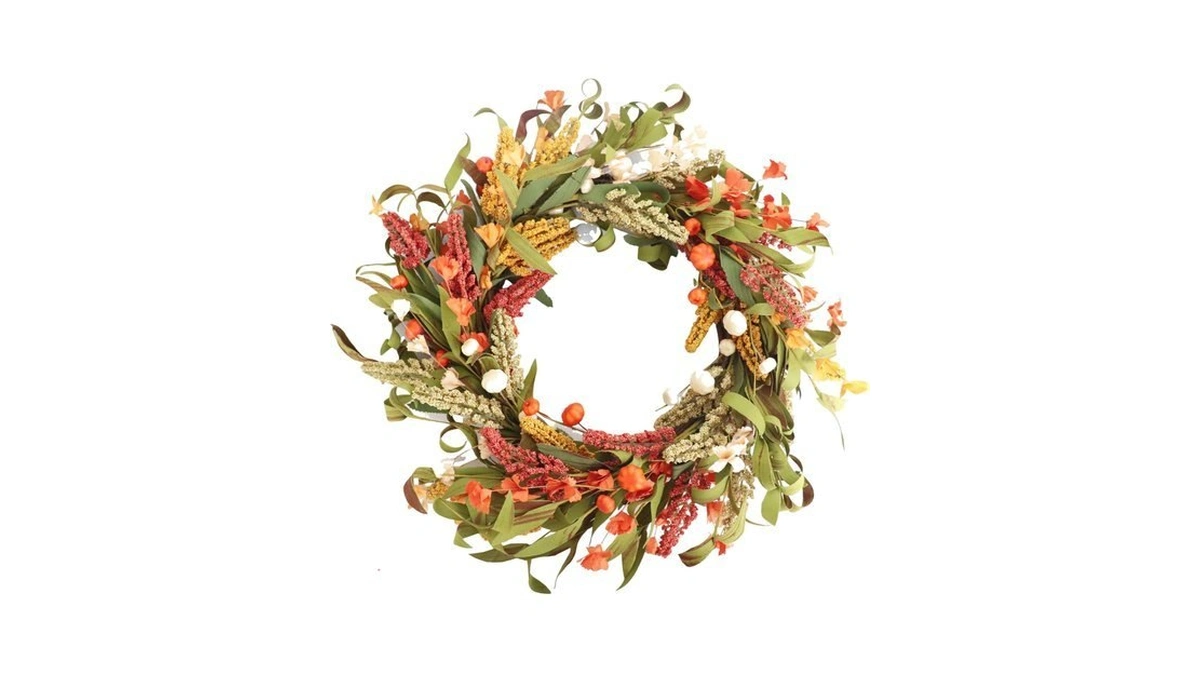 22 Inches Farmhouse Style Plastic Simulation Fall Wreaths For Daily