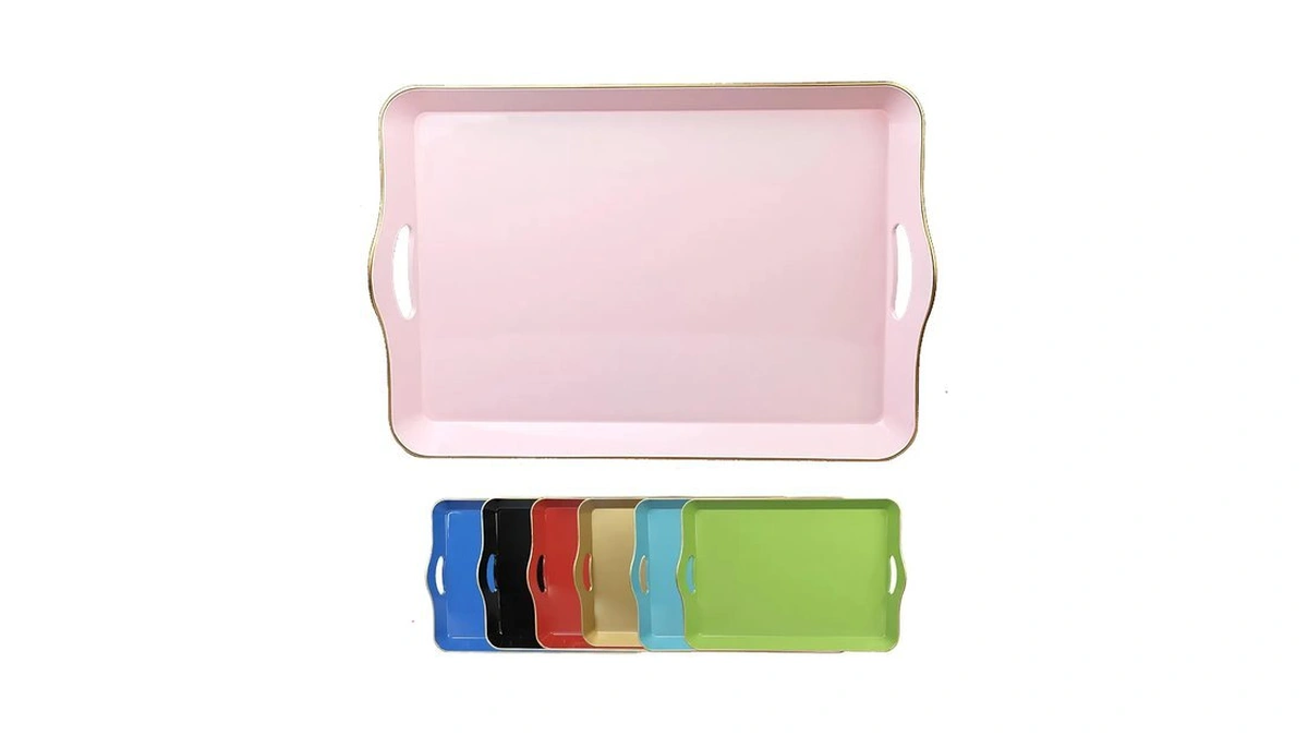Leemxiiny Pink Decorative Tray For Coffee Table With Handles, Plastic