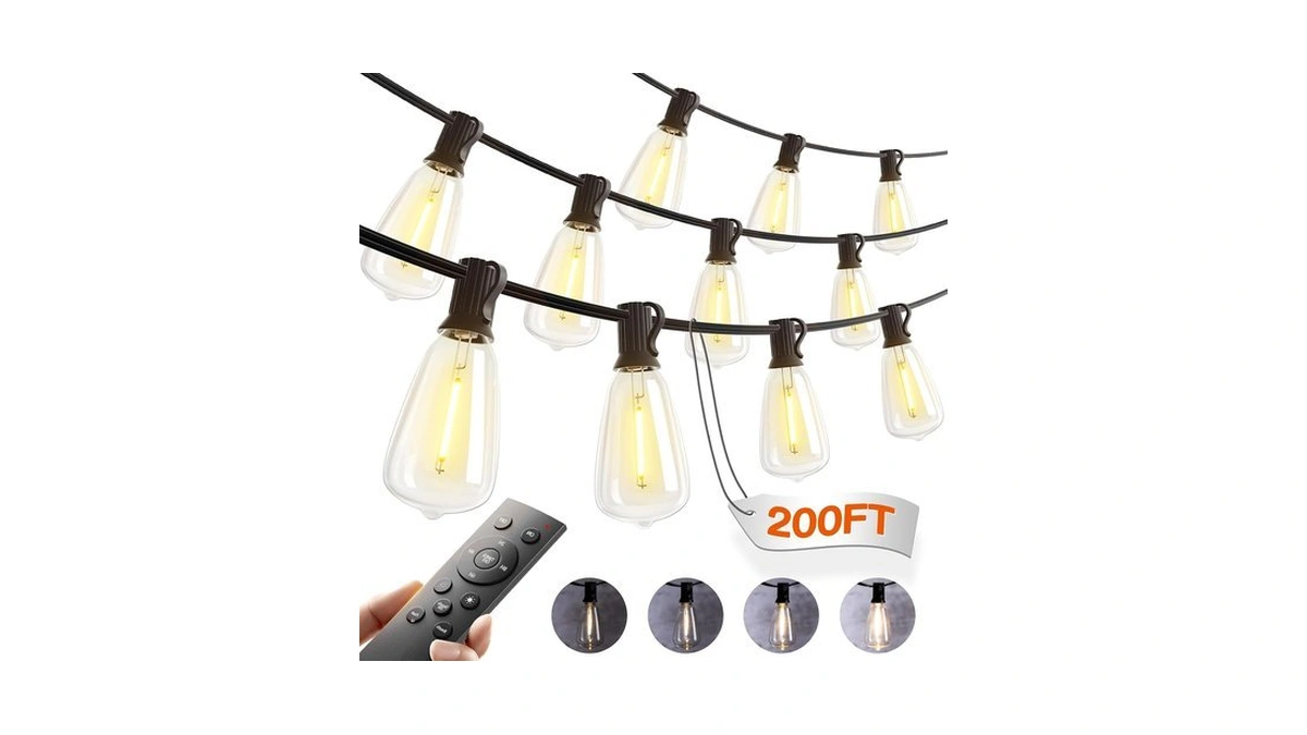 Addlon 200(50ft*4) Outdoor String Lights With Remote Led Edison Waterproof