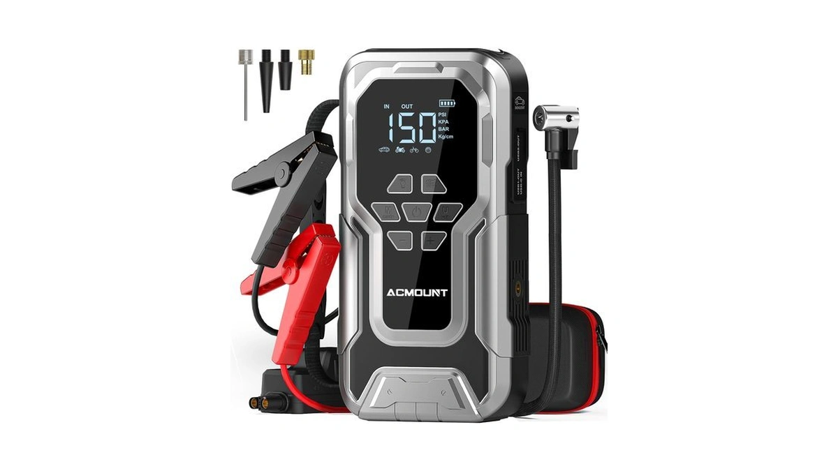 Acmount D18 6000a Jump Starter With Air Compressor 150psi, 12v