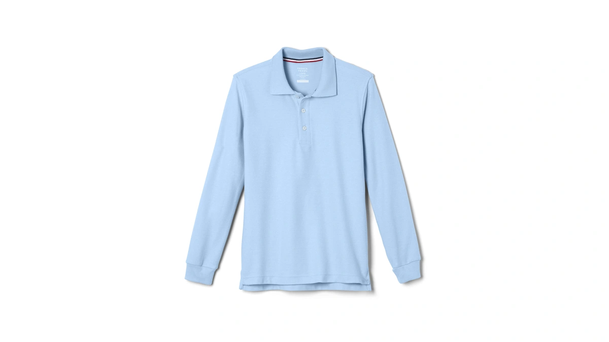 French Toast Little Boys' Long Sleeve Pique Polo, Light Blue,