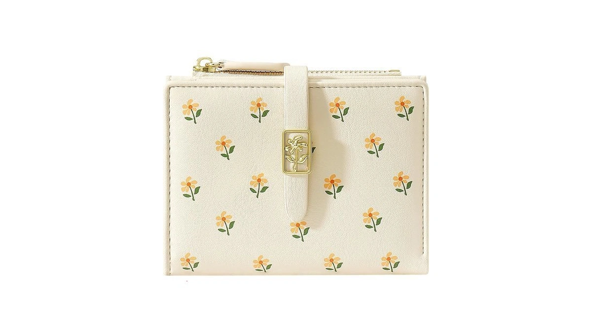 Yinhexi Women's Wallet, Faux Leather, Off White, Water Resistant, 5