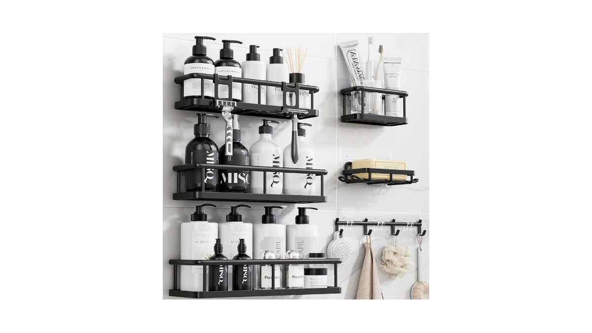 Yasonic Shower Caddy Adhesive, Rustproof Shower Organizer With Soap Holder,