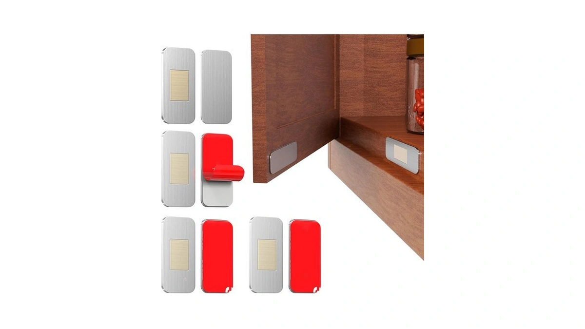 No Drill Magnetic Cabinet Door Catch 4 Pack - Stainless