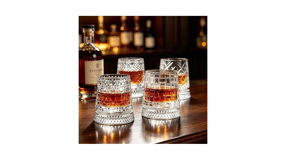Boct Spinning Whiskey Glasses Set Of 4, 9.57 Oz
