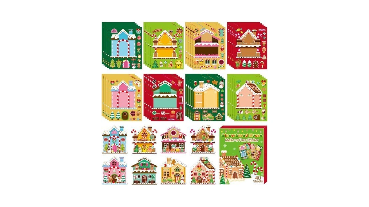 Agincberry Christmas Make-a-face Sticker Sheet - 40pcs Make Your Own