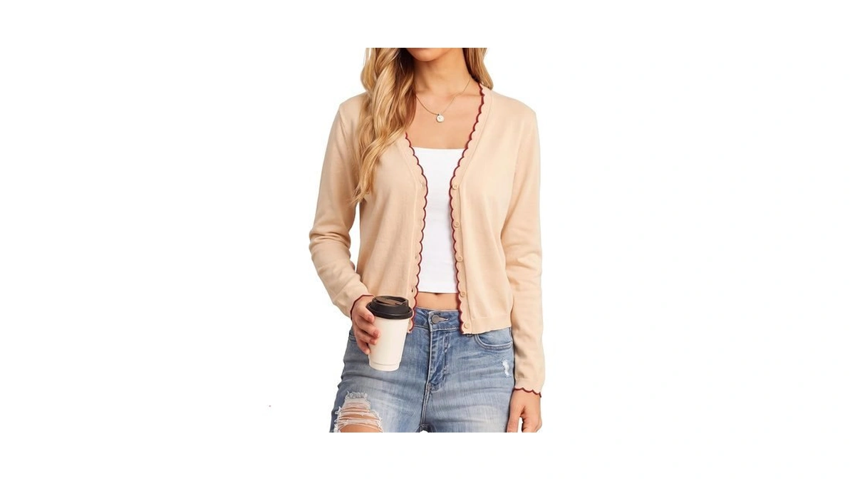 Exlura Women's V Neck Cardigan Sweaters Long Sleeve Lightweight Button
