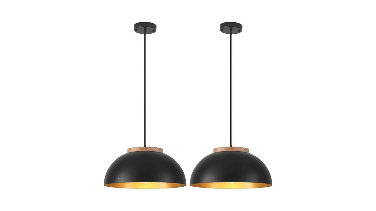 Pindodo Large Pendant Lights, 16" Black Pendant Light For Kitchen