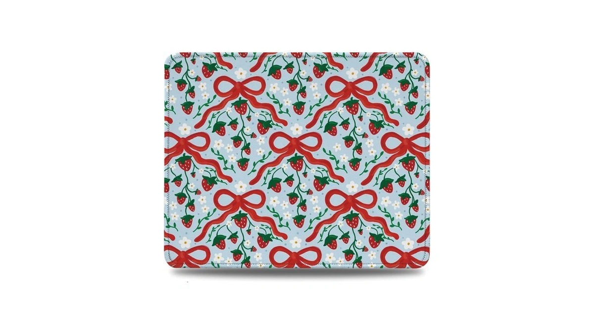 Yetmadi Cute Bow Strawberry Mouse Pad, Trendy Girly Aesthetic Mouse