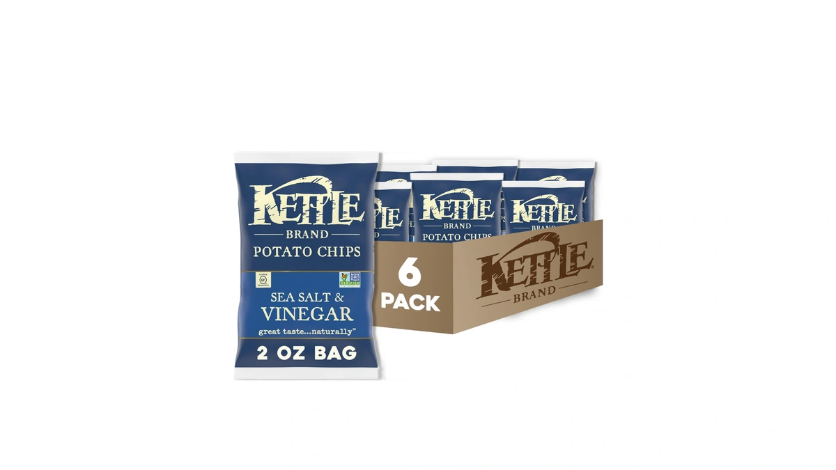 Kettle Brand Potato Chips, Salt & Vinegar Kettle Chips, Snack