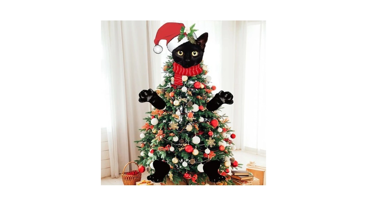 Ticiaga Black Cat Christmas Tree Topper - 20pcs Large Size