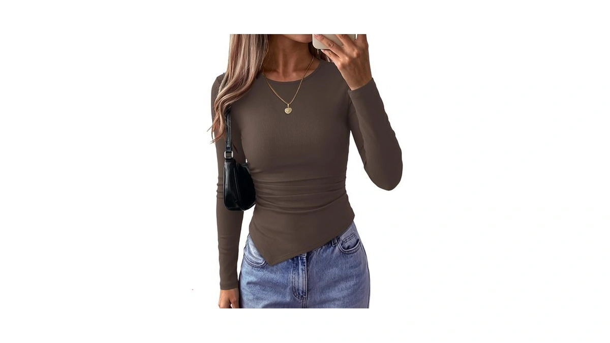 Juicici Long Sleeve Shirts For Women Crew Neck Top Fall