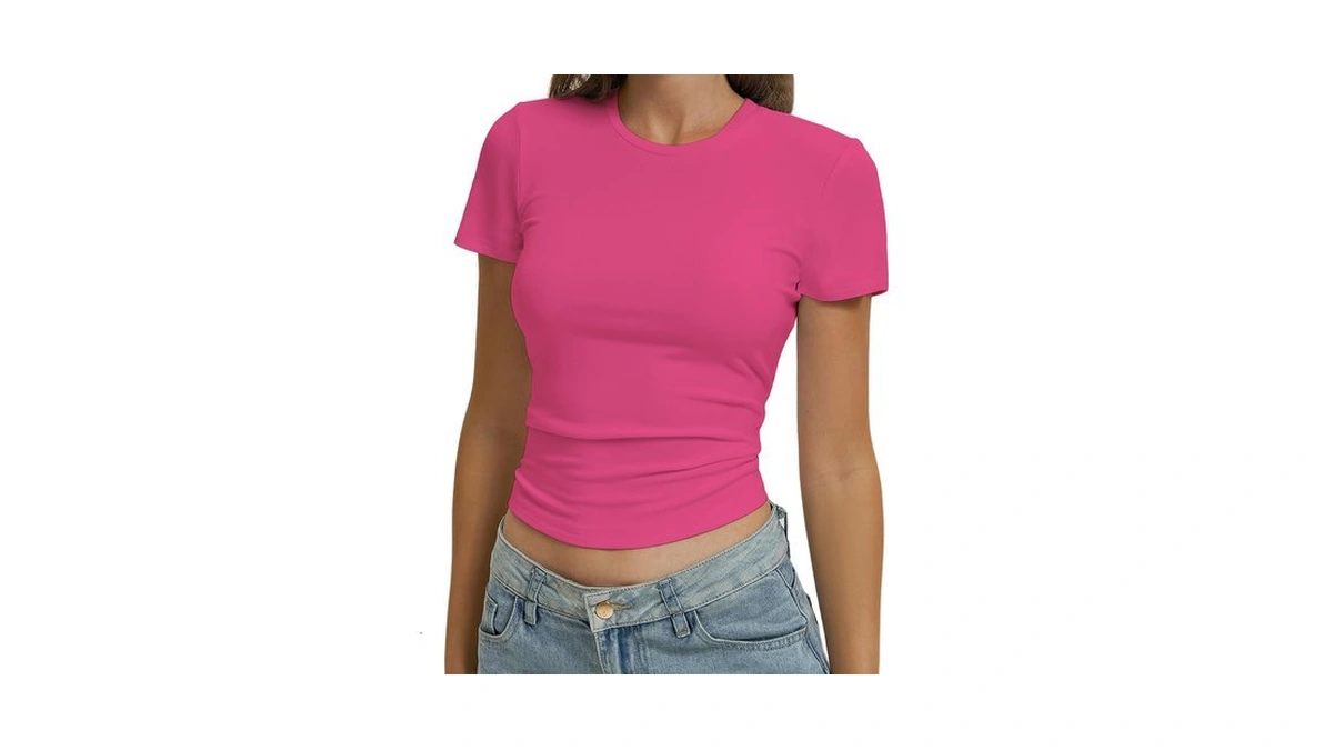 Women Casual Basic T Shirts Top Y2k Crop Tops Trendy