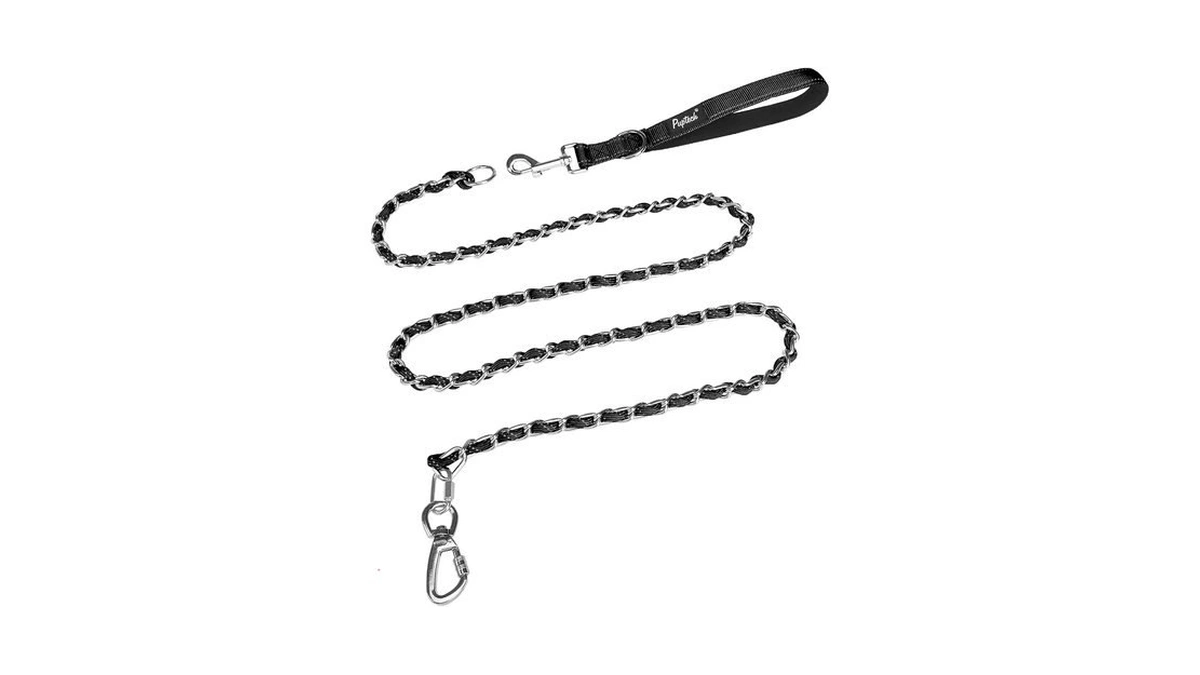 Pupteck Chain Dog Leash Chew Proof, 2-in-1 Reflective With Soft