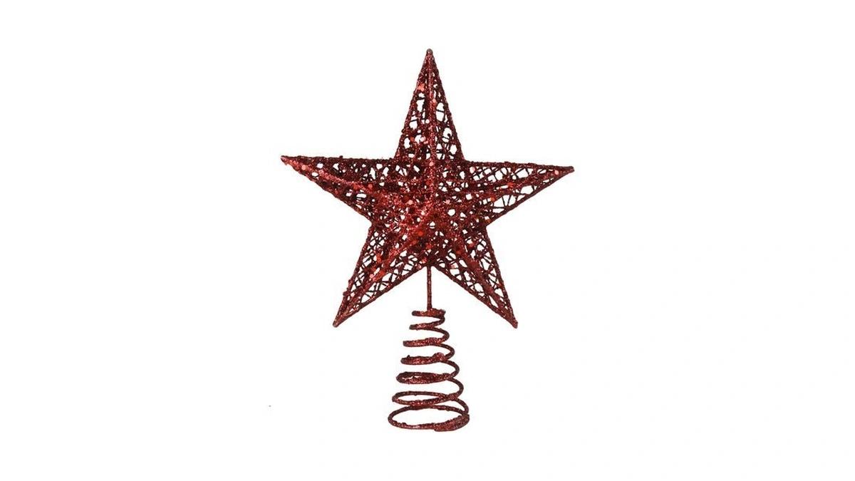 Binaryabc Iron Christmas Tree Star Topper,20cm Glittering Tree Topper