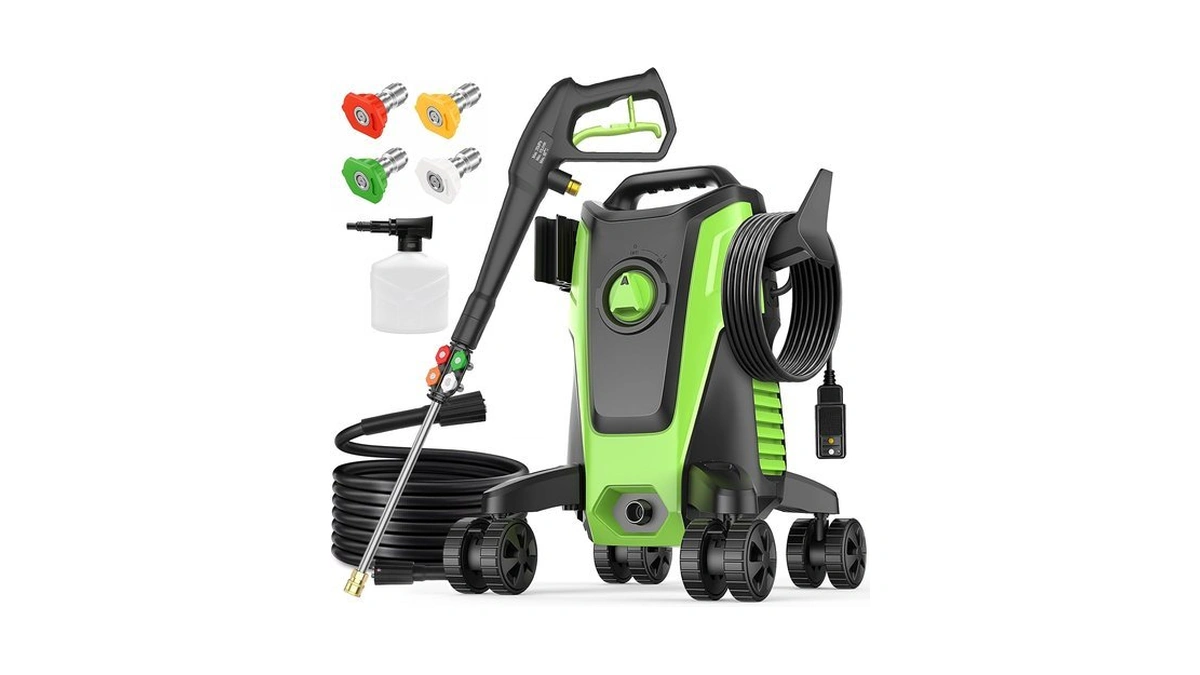 Gurtema 4800psi Electric Pressure Washer With 4 Lockable Wheels, Portable