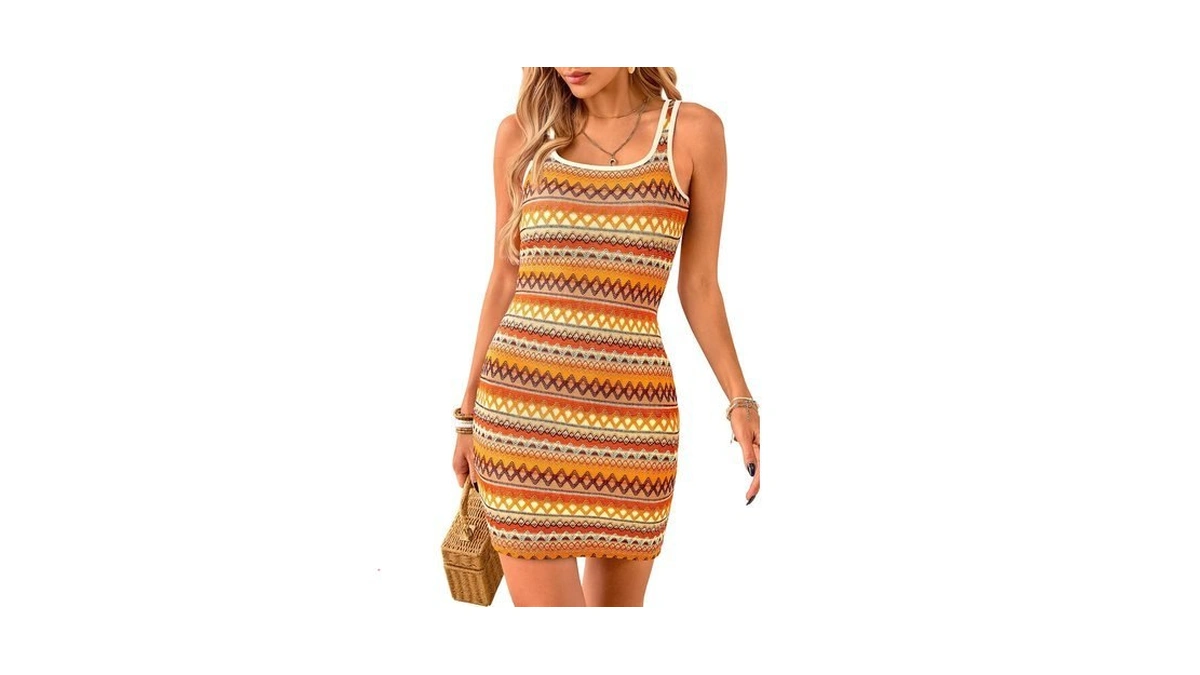Prettygarden Womens 2026 Summer Mini Dresses Square Neck Sleeveless Tank