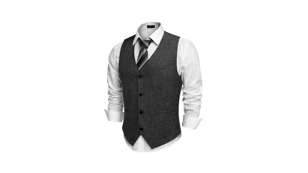 Coofandy Men's Casual Business Vests Lightweight Waistcoat Slim Fit Suit
