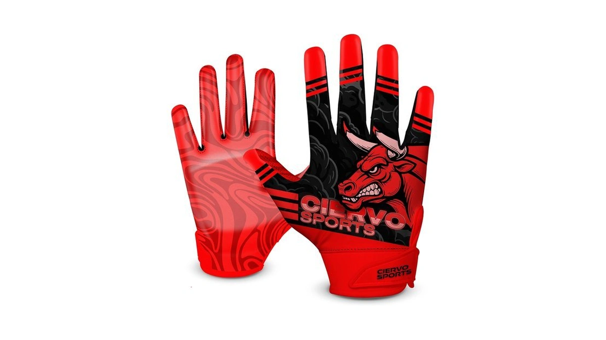 Ciervo Sports Youth Football Gloves Stretchy Silicone Palm, 4-way Stretch