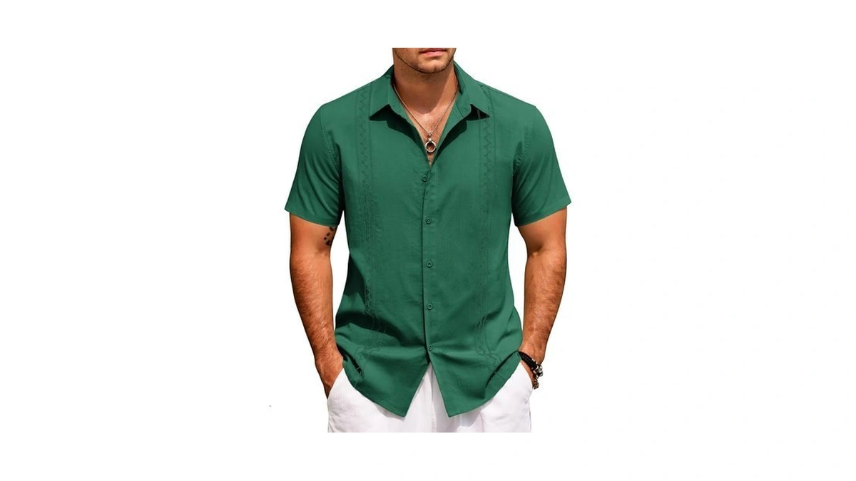 Coofandy Mens Short Sleeve Shirts Guavera Button Up Shirts Casual