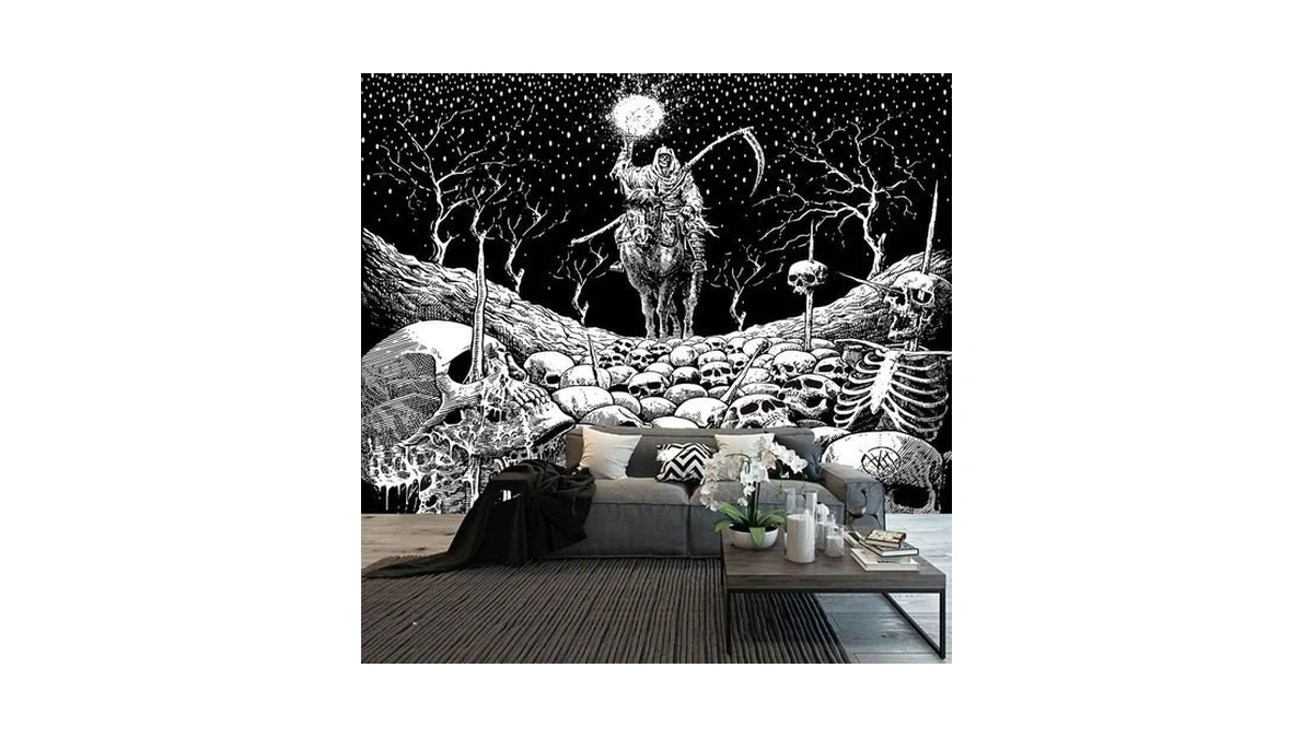 Grim Reaper Skull Tapestry Skeleton Death Tapestries For Bedroom 108"x90"