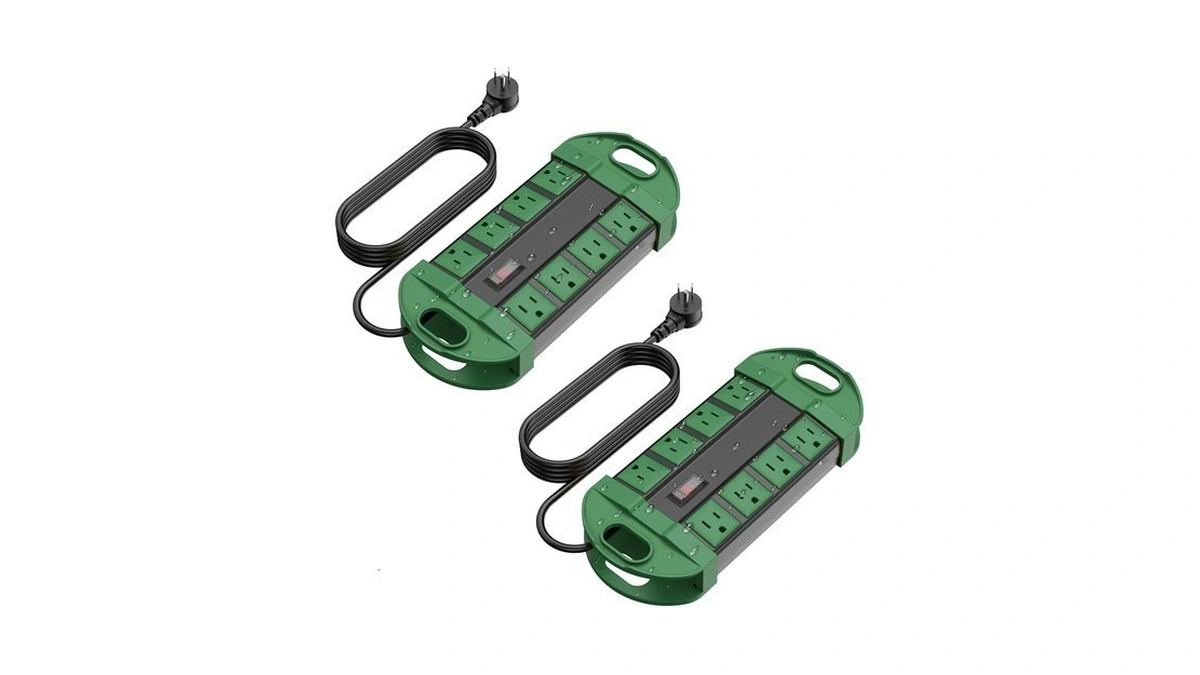 Cccei 2 Outdoor Power Strips Weatherproof With 8 Plug, Waterproof