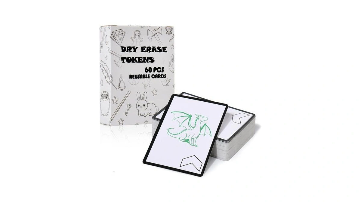 Mtg Dry Erase Tokens Set Of 60, Reusable Double-sided Blank