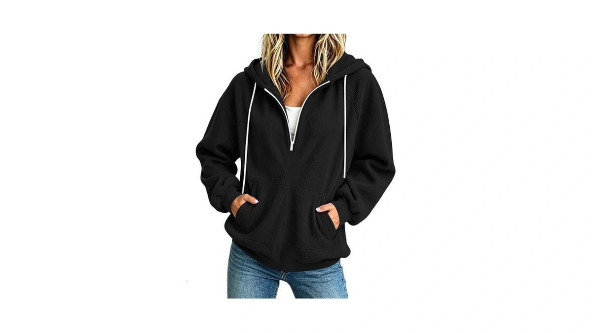Foclmp Womens Quarter Zip Pullover Oversized Fall Corduroy Loose Fit