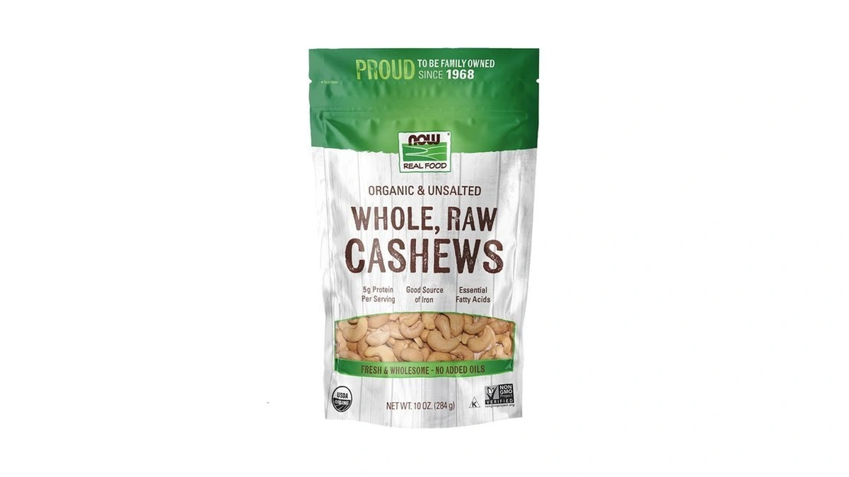 Now Foods, Certified Organic Cashews, Whole, Raw, Unsalted, 10 Oz