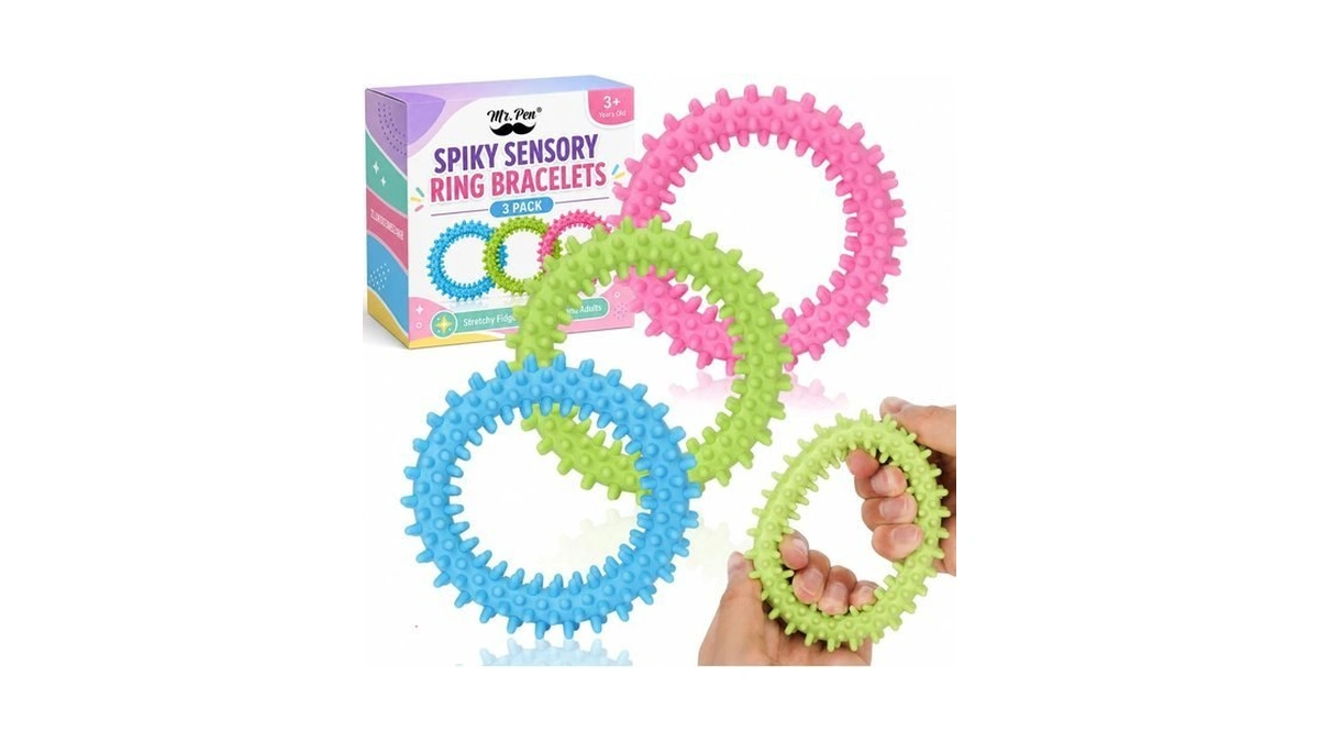 Mr. Pen- Spiky Sensory Ring Bracelets, 3 Pack, Rubber Sensory