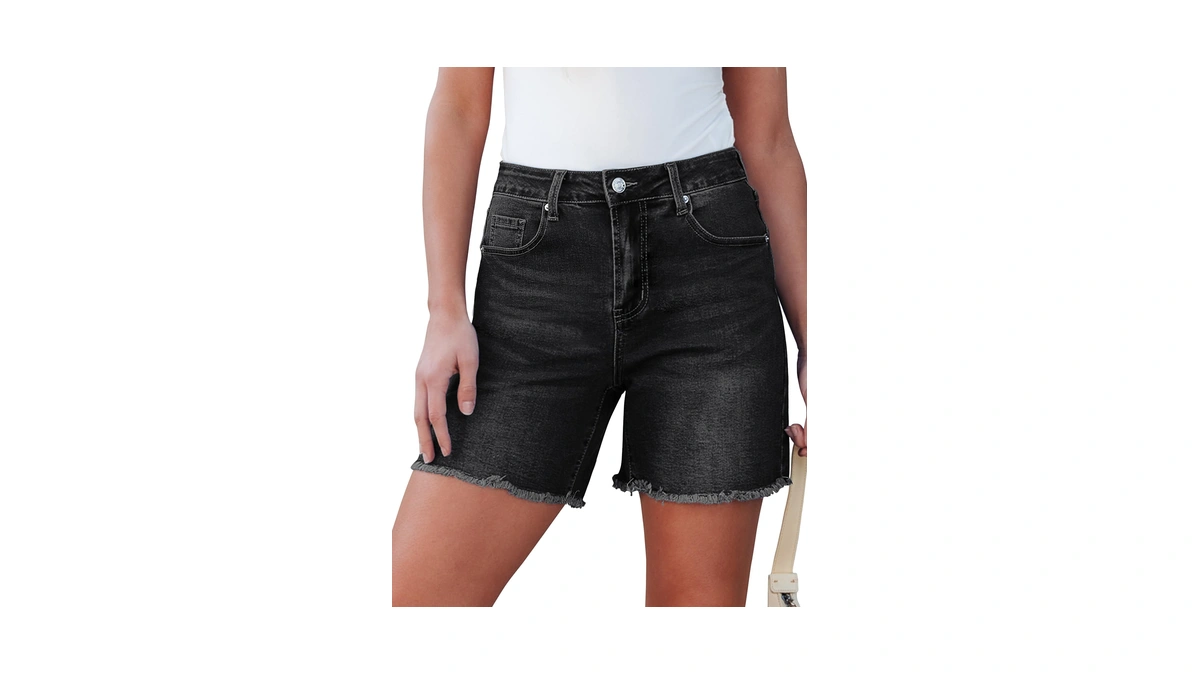 Luvamia Black Jean Shorts Women Black Denim Shorts Concert Outfits