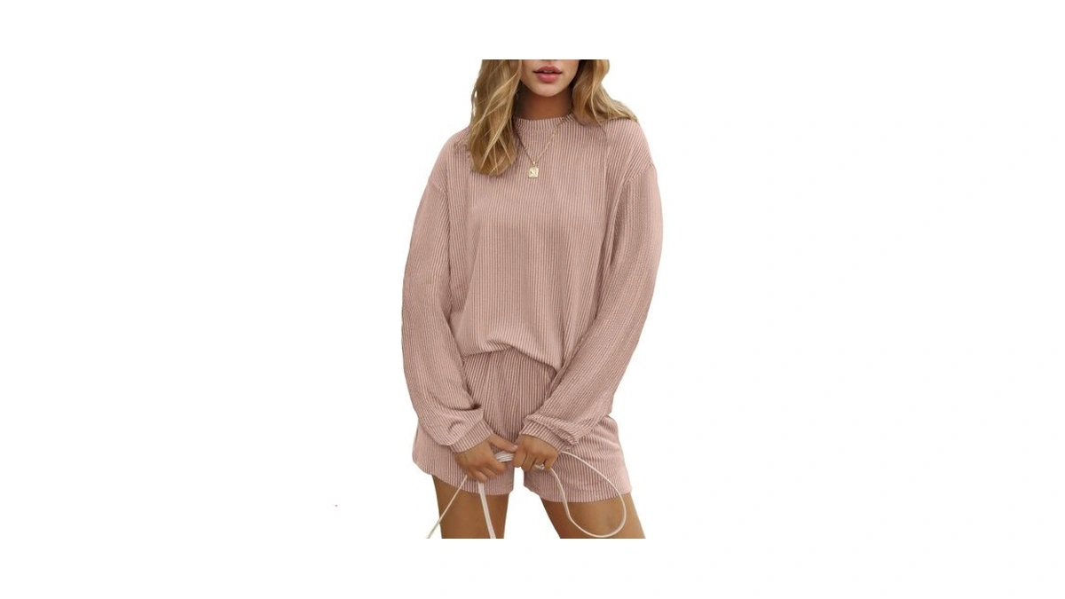 Ekouaer 2 Pieces Lounge Set For Women Long Sleeve Pajamas