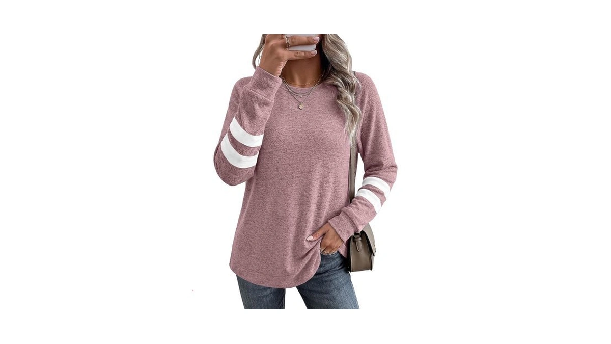Desol Women's Ladies Long Sleeve Crewneck Sweatshirt Loose Fit Solid