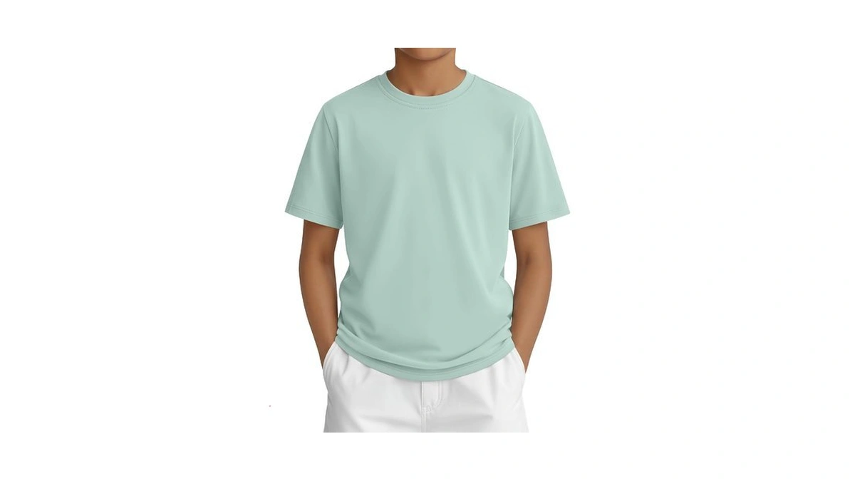 Lessonzoo Boys Short Sleeve Crew Neck Shirt, Light Mint Green,