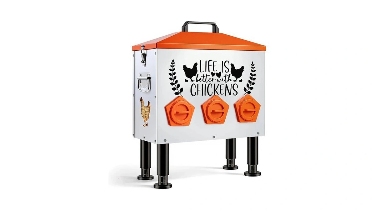 Tgeyd 30 Lb Metal Chicken Feeder, No-waste Galvanized Feeder With