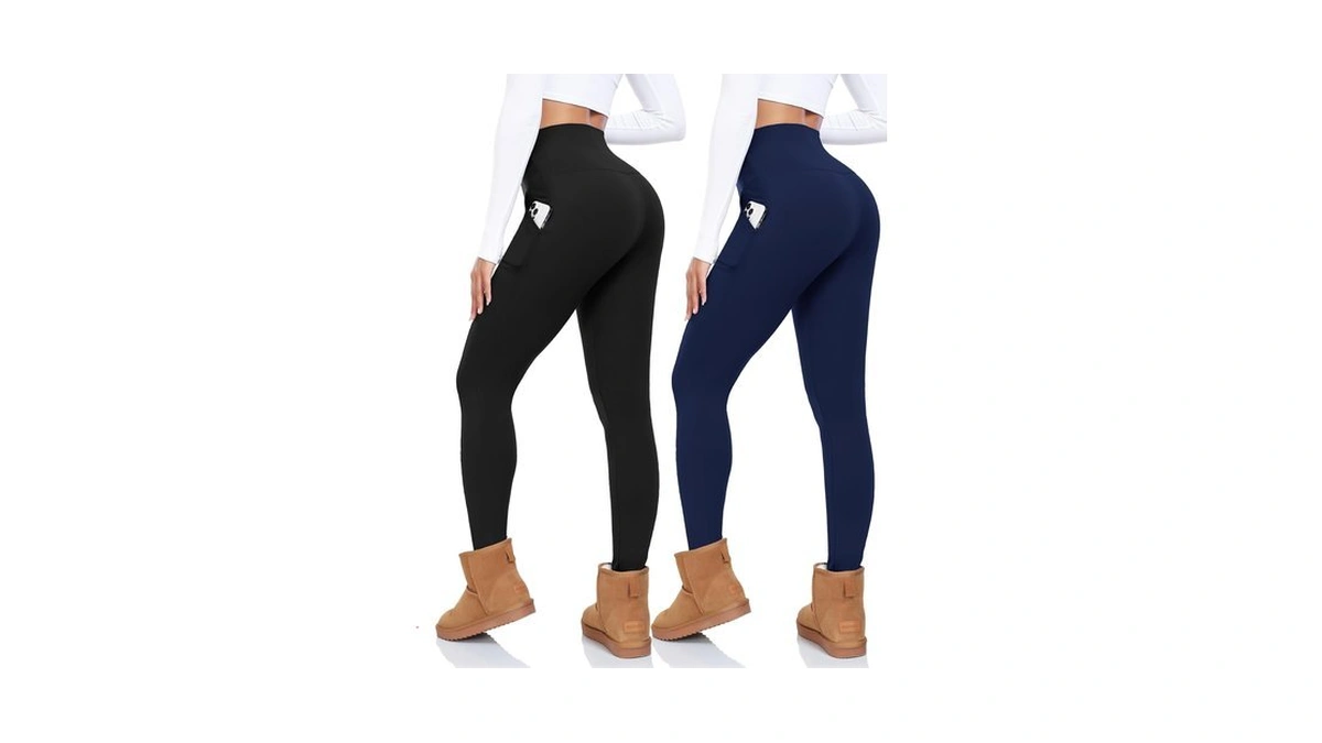 Cthh 2 Pack Fleece Lined Leggings Women With Pockets -