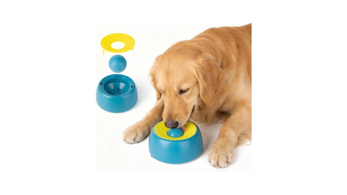 Dog Licking Bowl With Rolling Ball, Interactive Slow Feeder Dog