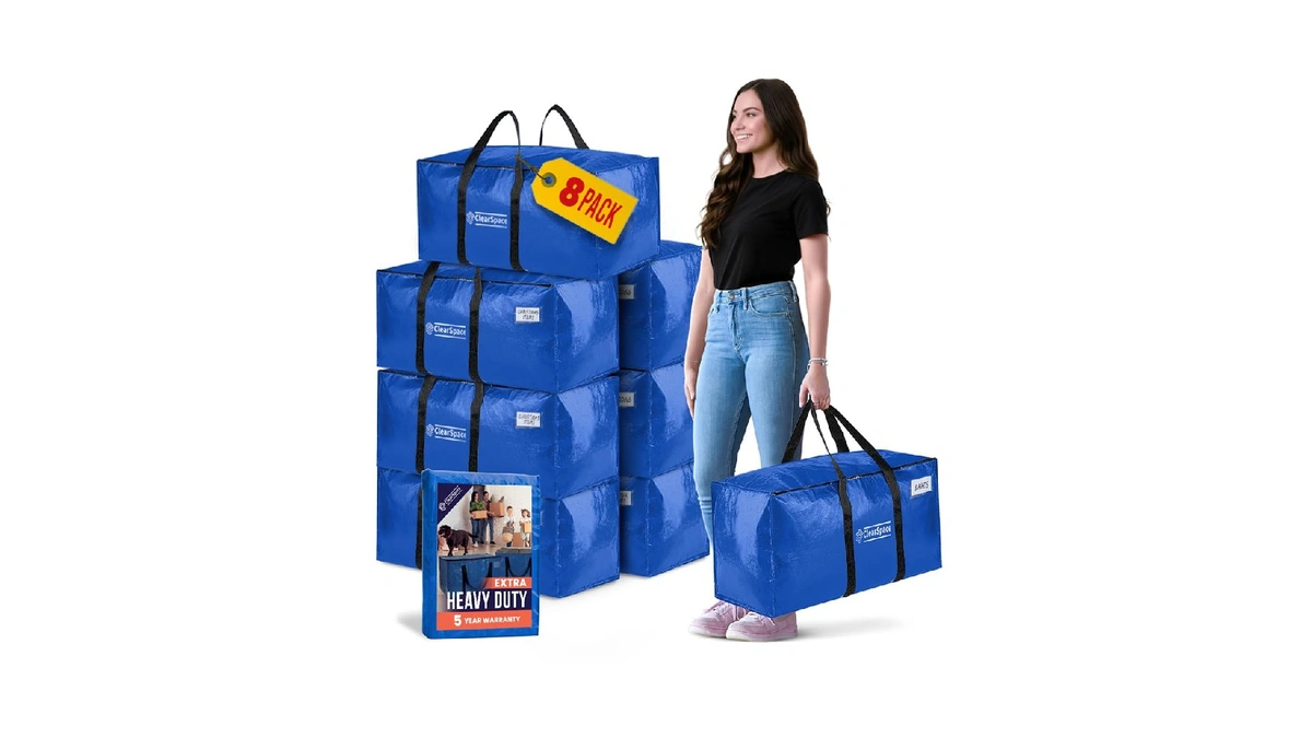 Clearspace Heavy Duty Moving Bags Or Storage Bins With Lids,