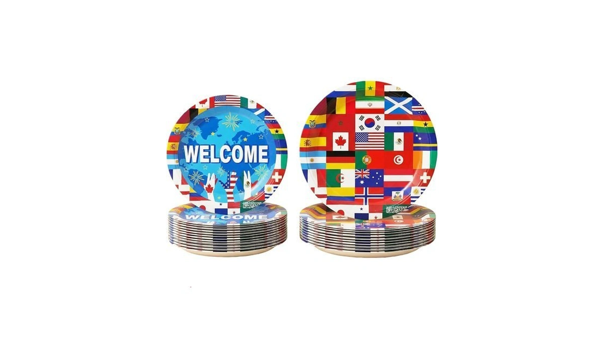 Qzv 80pcs World Cup Paper Plates,40pcs 9 In,40pcs 7 In