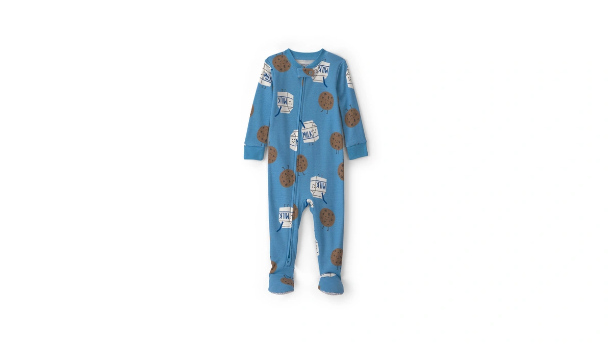 Carter's Boy 1-piece Cotton Pj, Milk And Cookies, 12m