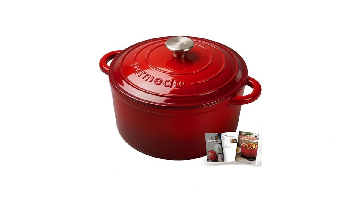 Parmedu 5.5qt Enameled Cast Iron Dutch Oven For Sourdough Bread