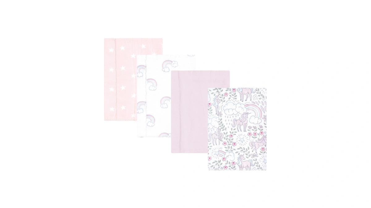Hudson Baby Unisex Baby Cotton Flannel Burp Cloths, Dreamy Unicorn,