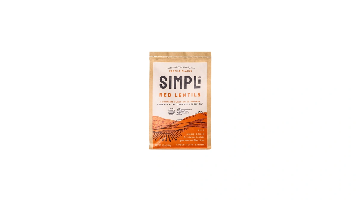 Simpli Regenerative Organic Certified Red Lentils, 12 Oz (1-pack)