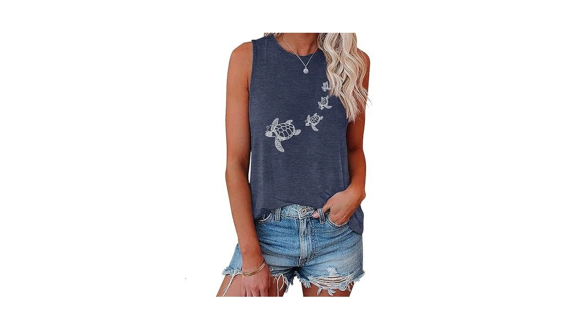 Blackoo Women's Sea Turtle Graphic Tank Top Sleeveless Summer Casual