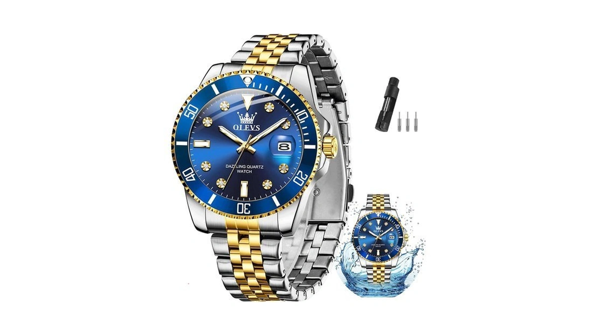 Olevs Watches For Men Luxury Quartz Dress With Diamond Date