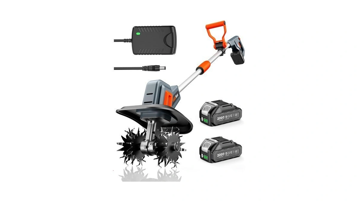 Cordless Tiller Cultivator For Gardening, Battery Powered Garden Rototiller