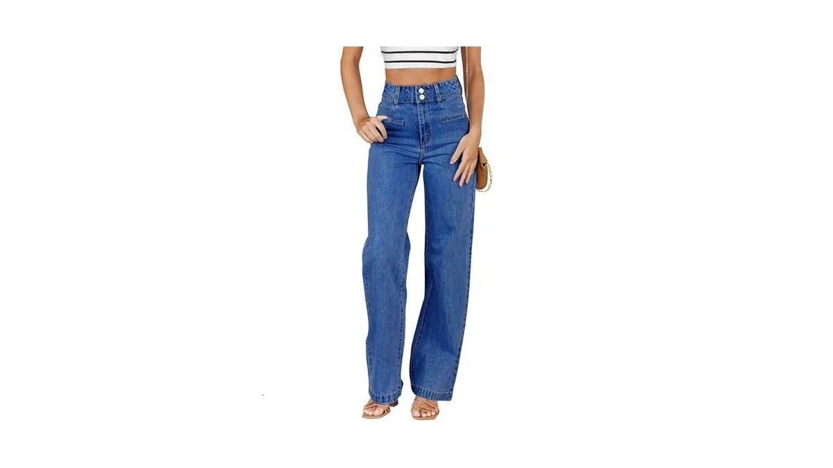 Sidefeel Women's Wide Leg Jeans High Waisted Straight Leg Ankle